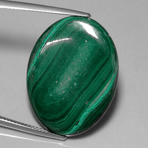 Malaquita verde natural 25,86ct, corte oval, opaco