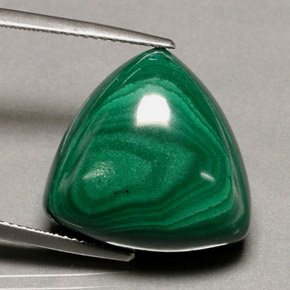Malaquita verde natural 34,16ct, trillion, opaco
