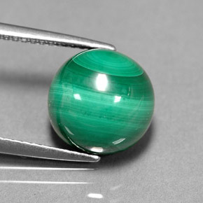 Malaquita verde natural 7,38ct, corte redondo, opaco