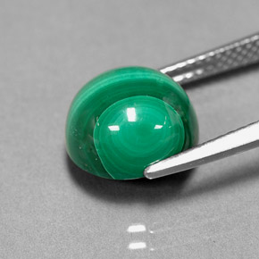 Malaquita verde natural 7,38ct, corte redondo, opaco