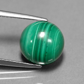 Malaquita verde natural 6,23ct, corte redondo, opaco