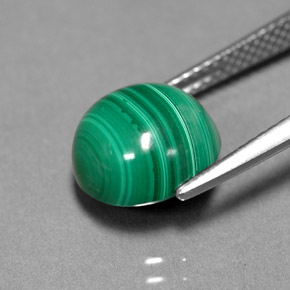 Malaquita verde natural 6,23ct, corte redondo, opaco