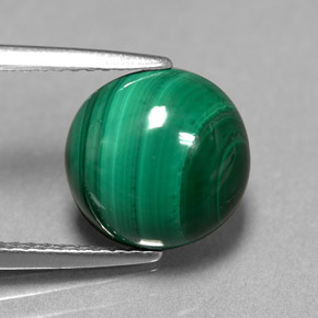 Malaquita verde natural 5,23ct, corte redondo, opaco