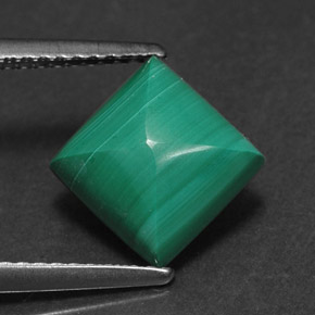 Malaquita verde natural 3,31ct, quadrado, opaco