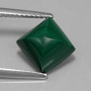 Malaquita verde natural 3,95ct, quadrado, opaco