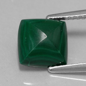 Malaquita verde natural 2,91ct, quadrado, opaco