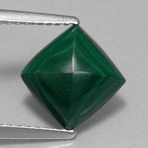 Malaquita verde natural 2,91ct, quadrado, opaco