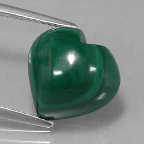 Malaquita verde natural 10,48ct, formato de coração, opaco