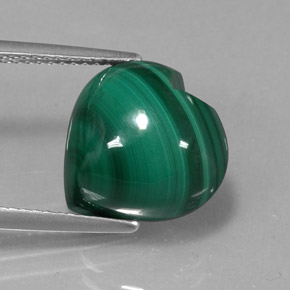 Malaquita verde natural 10,71ct, formato de coração, opaco