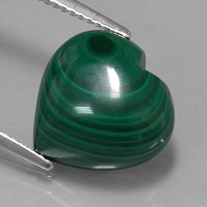Malaquita verde natural 9,08ct, formato de coração, opaco