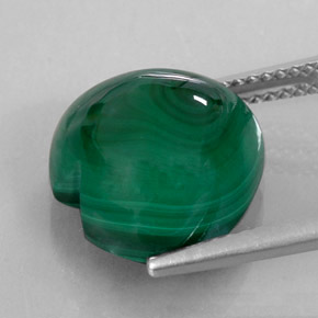 Malaquita verde natural 12,75ct, formato de coração, opaco