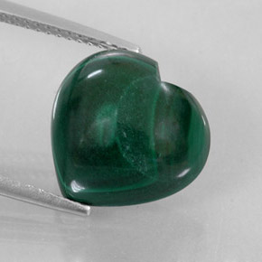 Malaquita verde natural 10,57ct, formato de coração, opaco