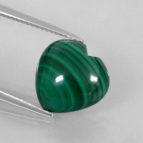 Malaquita verde natural 8,74ct, formato de coração, opaco