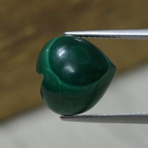 Malaquita verde natural 8,34ct, formato de coração, opaco