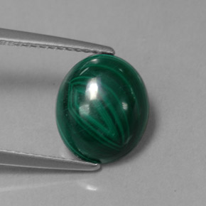Malaquita verde natural 3,87ct, corte oval, opaco