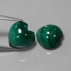 Pedras preciosas de malaquita verde natural de  ct, formato de coração, opaco