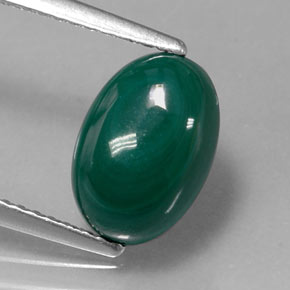 Malaquita verde natural 3,77ct, corte oval, opaco