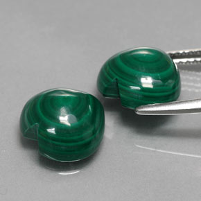 Pedras preciosas de malaquita verde natural de  ct, formato de coração, opaco