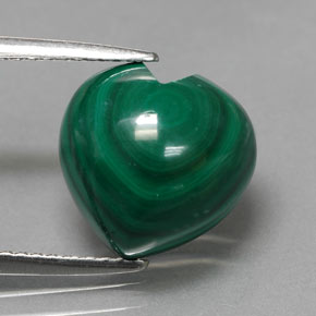 Malaquita verde natural 7,53ct, formato de coração, opaco