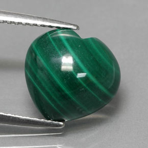 Malaquita verde natural 5,42ct, formato de coração, opaco