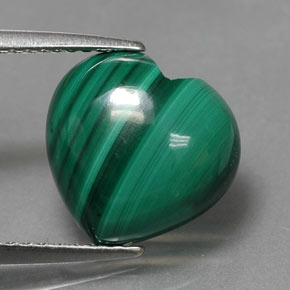 Malaquita verde natural 5,31ct, formato de coração, opaco