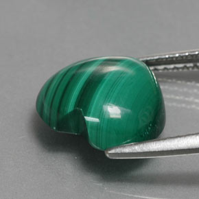 Malaquita verde natural 5,31ct, formato de coração, opaco
