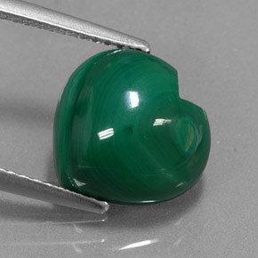 Malaquita verde natural 5,63ct, formato de coração, opaco