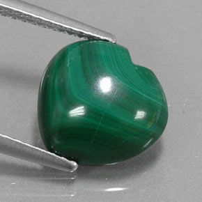 Malaquita verde natural 4,69ct, formato de coração, opaco