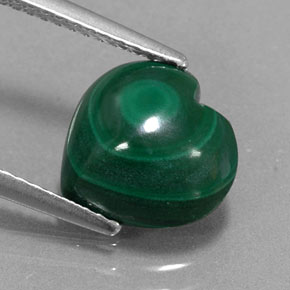 Malaquita verde multicolor natural 4,49ct, formato de coração, opaco