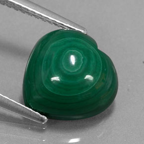 Malaquita verde natural 5,50ct, formato de coração, opaco