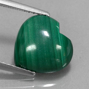 Malaquita verde natural 3,97ct, formato de coração, opaco