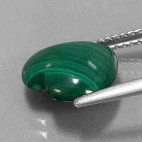 Malaquita verde natural 3,97ct, formato de coração, opaco