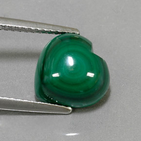 Malaquita verde natural 5,04ct, formato de coração, opaco