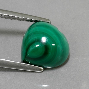 Malaquita verde natural 4,59ct, formato de coração, opaco