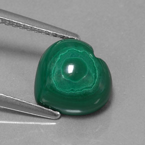 Malaquita verde natural 3,97ct, formato de coração, opaco
