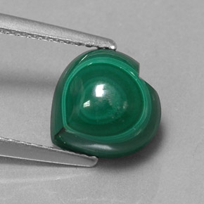 Malaquita verde natural 3,89ct, formato de coração, opaco