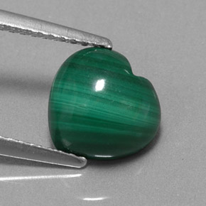 Malaquita verde natural 3,03ct, formato de coração, opaco