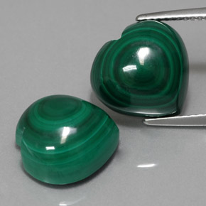 Pedras preciosas de malaquita verde natural de  ct, formato de coração, opaco