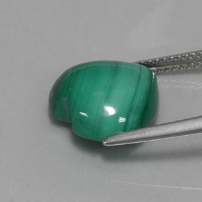 Malaquita verde natural 7,84ct, formato de coração, opaco
