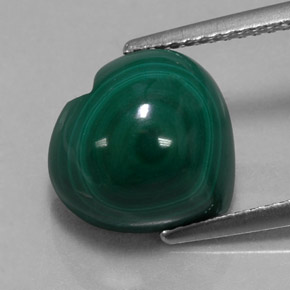 Malaquita verde natural 7,66ct, formato de coração, opaco