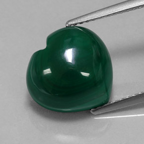 Malaquita verde natural 8,58ct, formato de coração, opaco
