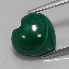 Malaquita verde natural 6,51ct, formato de coração, opaco