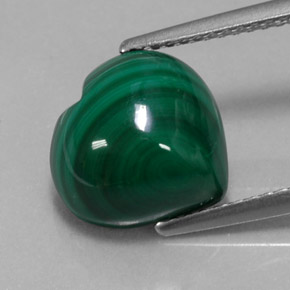 Malaquita verde natural 5,54ct, formato de coração, opaco