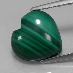 Malaquita verde natural 5,95ct, formato de coração, opaco