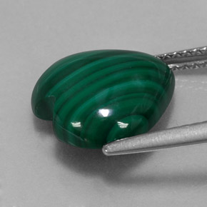 Malaquita verde natural 5,95ct, formato de coração, opaco