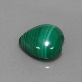 Malaquita verde natural 4,91ct, formato de coração, opaco