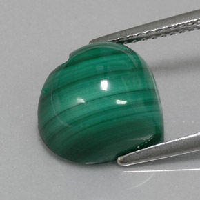 Malaquita verde natural 8,67ct, formato de coração, opaco