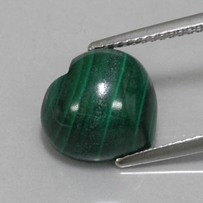 Malaquita verde natural 6,26ct, formato de coração, opaco