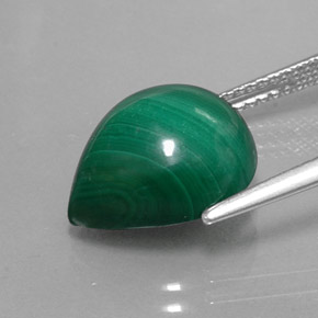 Malaquita verde natural 9,50ct, formato de pêra, opaco