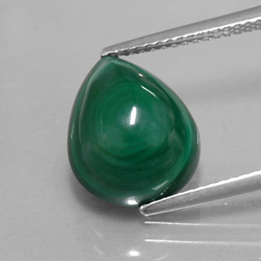 Malaquita verde natural 8,16ct, formato de pêra, opaco
